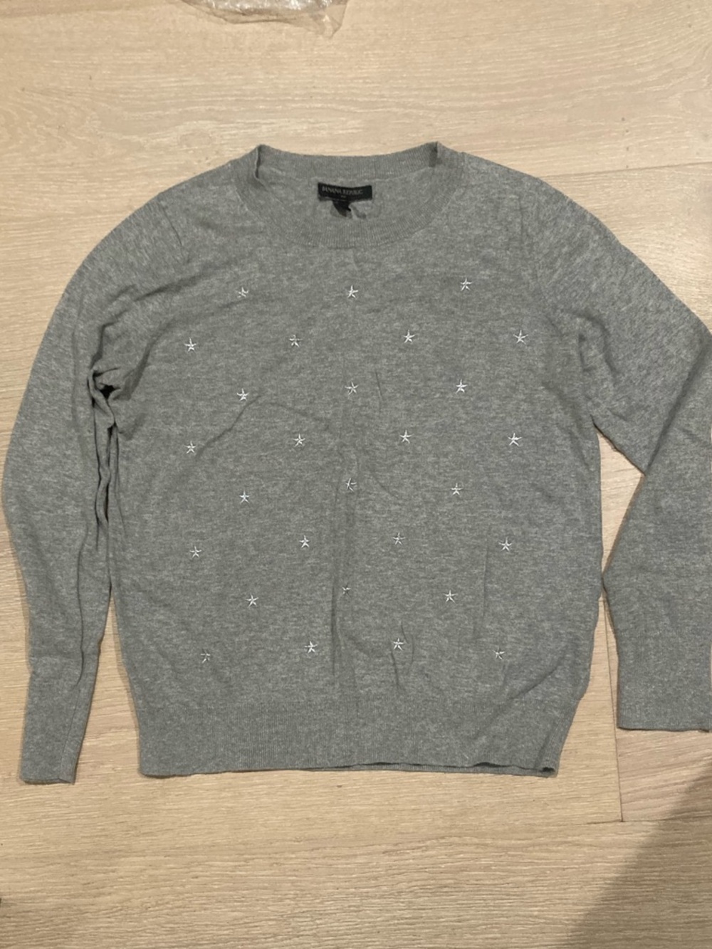 Banana Republic Light Gray Star Crewneck Sweater